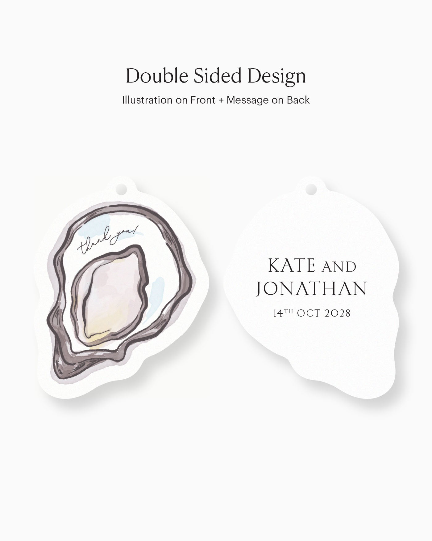 Ink Wash Oyster Favour Tag double-sided mockup