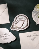 Ink Wash Oyster Save the Date styled photograph