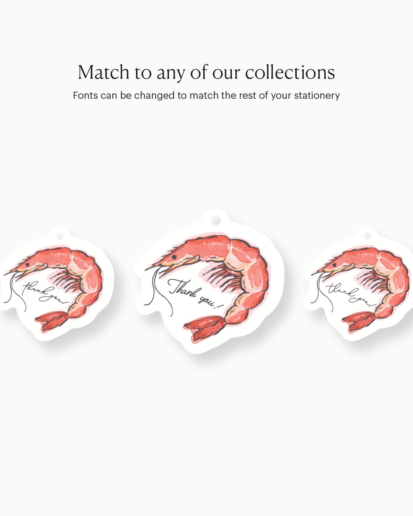 Ink Wash Prawn Favour Tag matching collection mockup