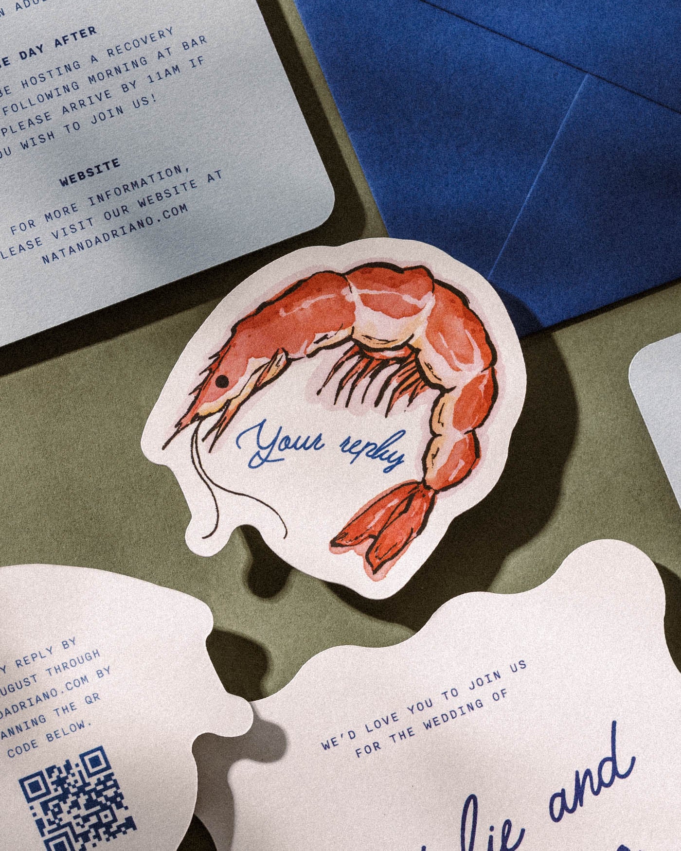 Ink Wash Prawn Insert Card styled photograph
