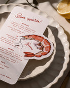 Ink Wash Prawn Place Card styled photograph