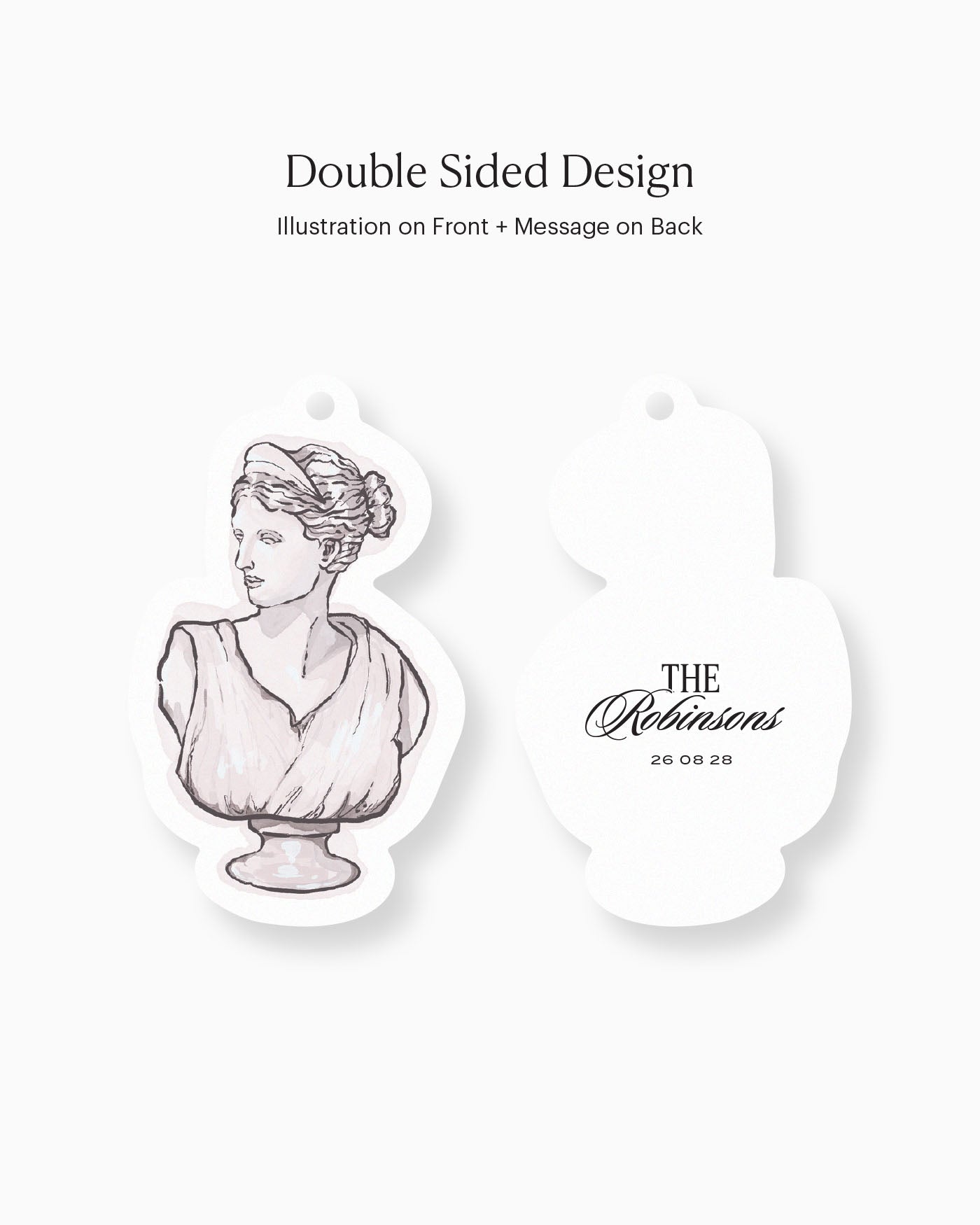 Ink Wash Statue Favour Tag double-sided mockup