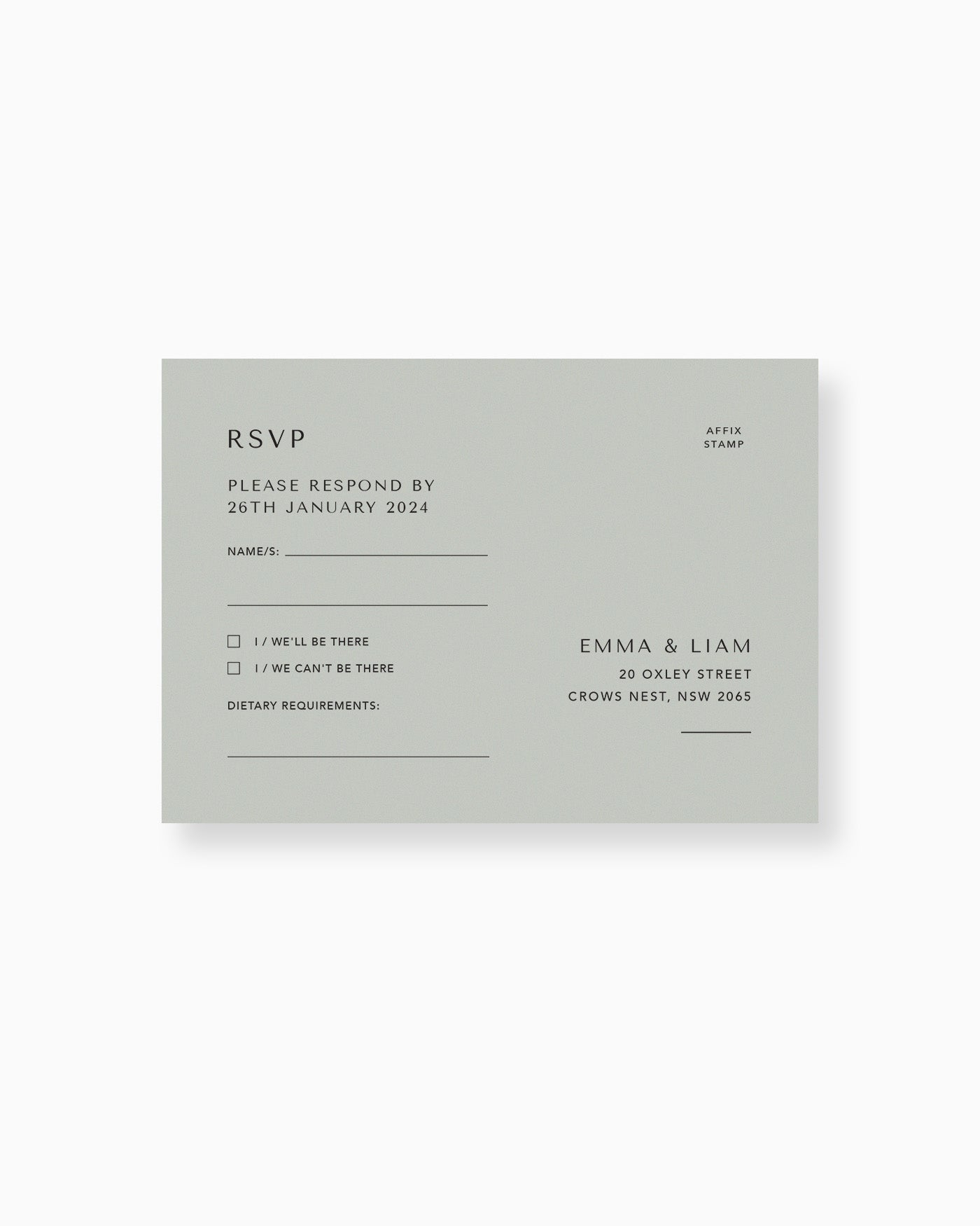 Melbourne RSVP Card mockup