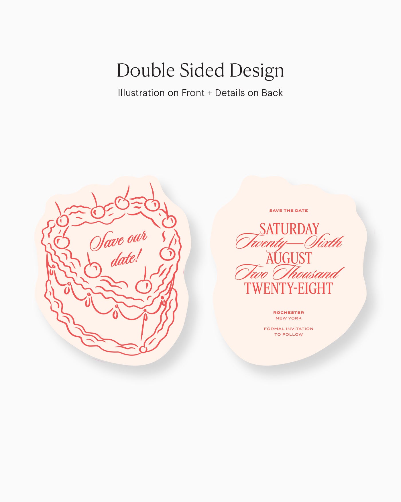 Minimal Cake Save the Date double-sided mockup