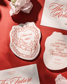 Minimal Cake Save the Date styled photograph