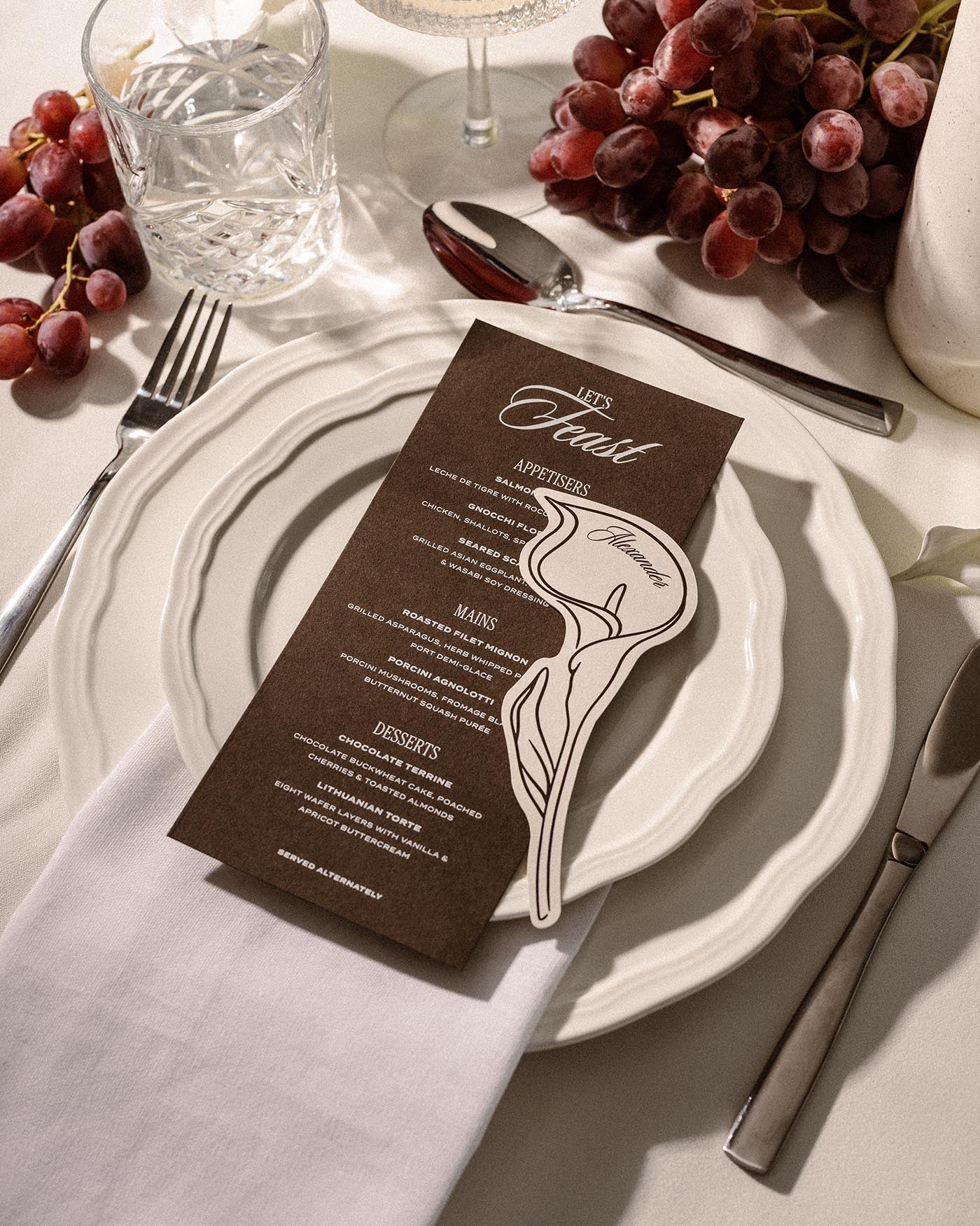 Minimal Calla Lily Place Card second styled photograph