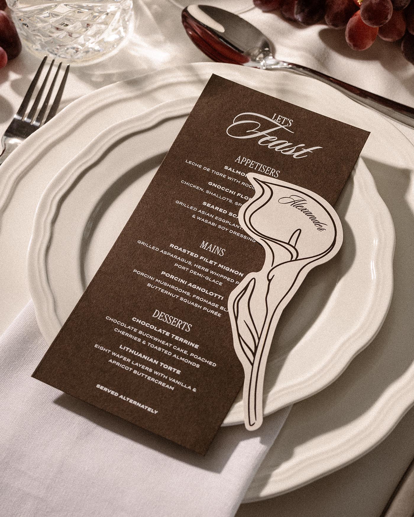 Minimal Calla Lily Place Card styled photograph