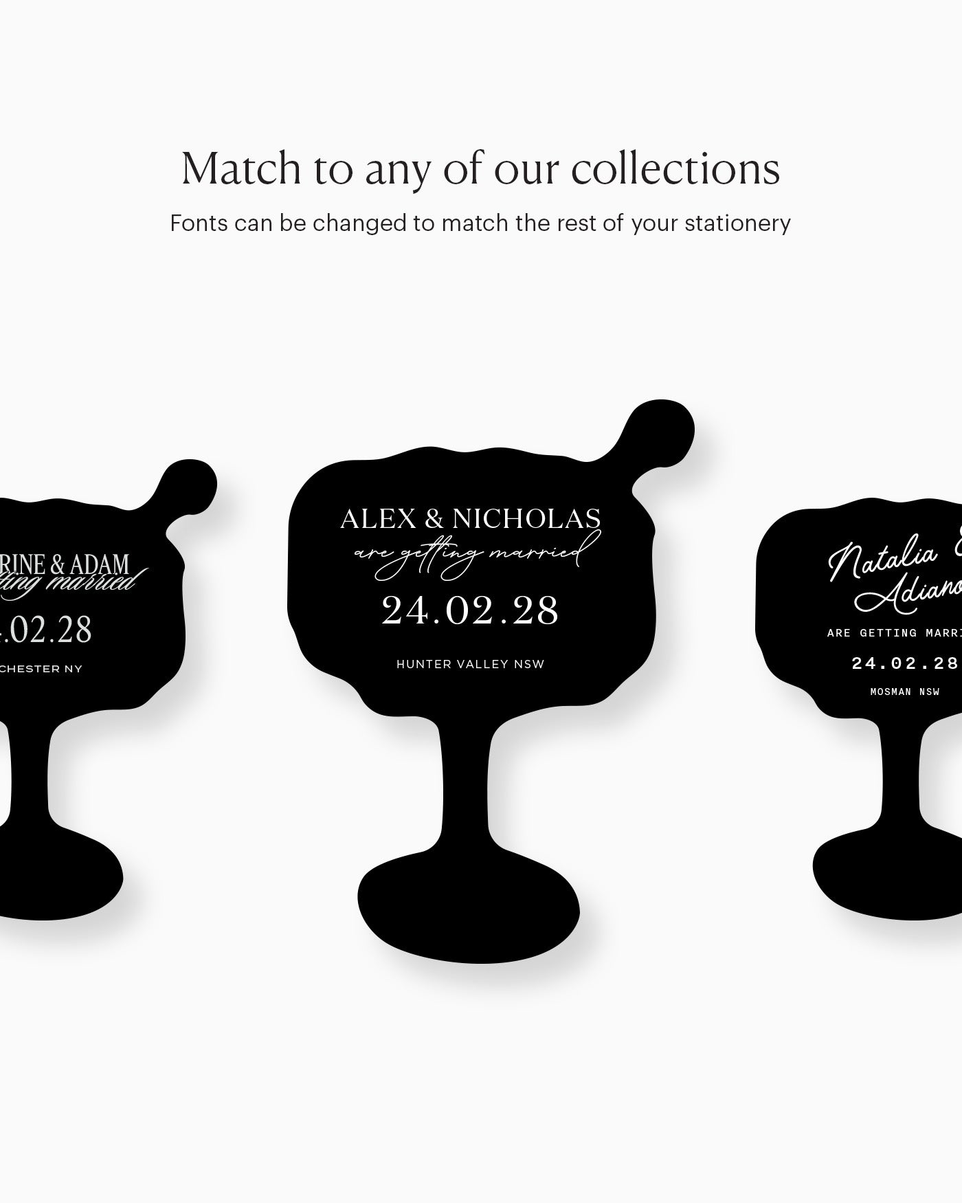 Minimal Champagne Coup Save the Date matching collection mockup