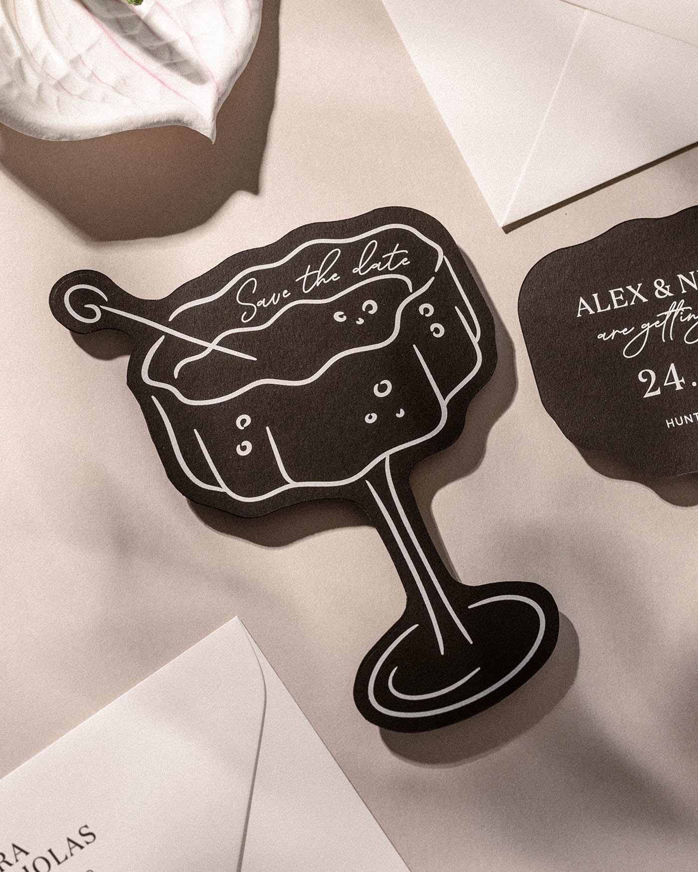 Minimal Champagne Coup Save the Date second styled photograph
