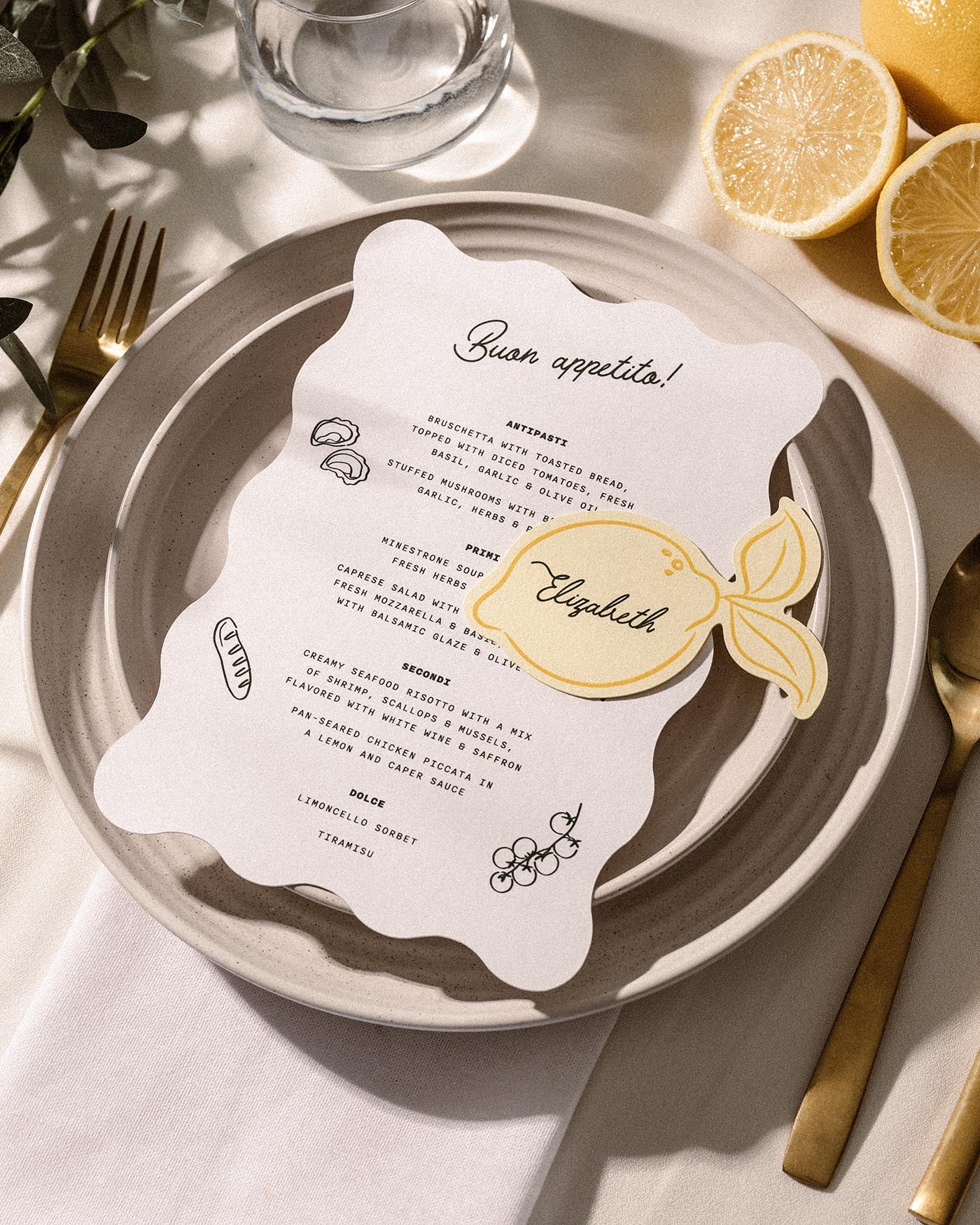Minimal Lemon Place Card styled photograph