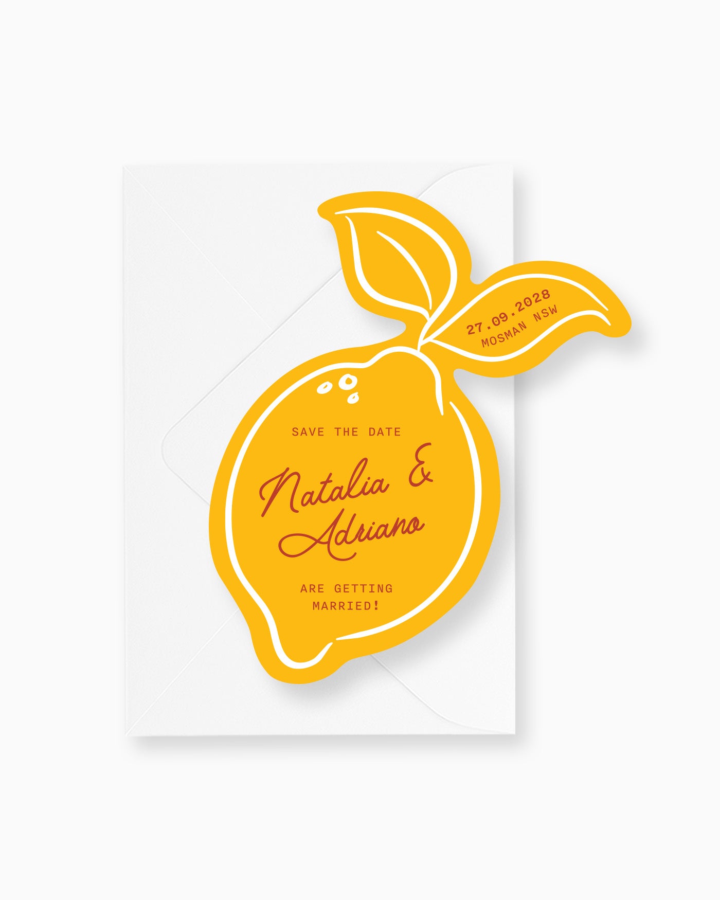 Minimal Lemon Save the Date mockup