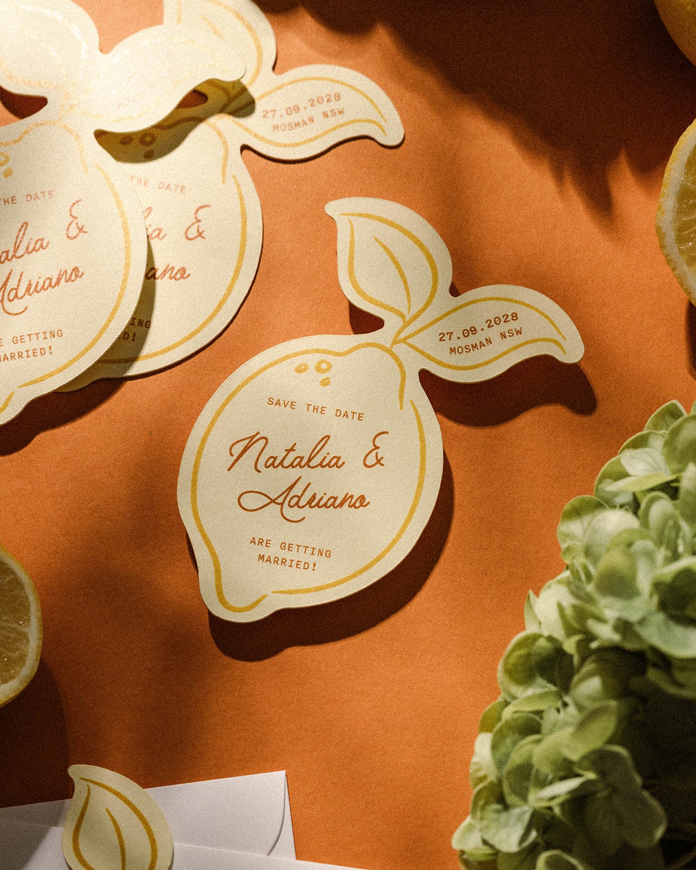 Minimal Lemon Save the Date styled photograph
