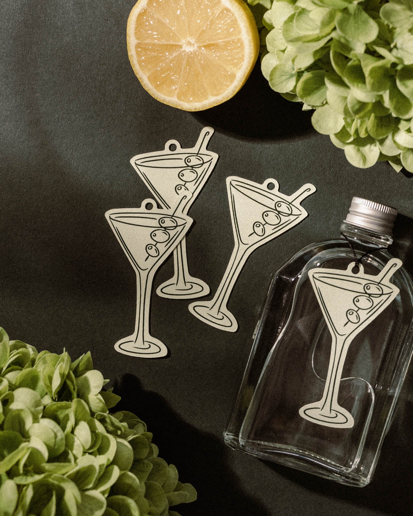 Minimal Martini Favour Tag styled photograph