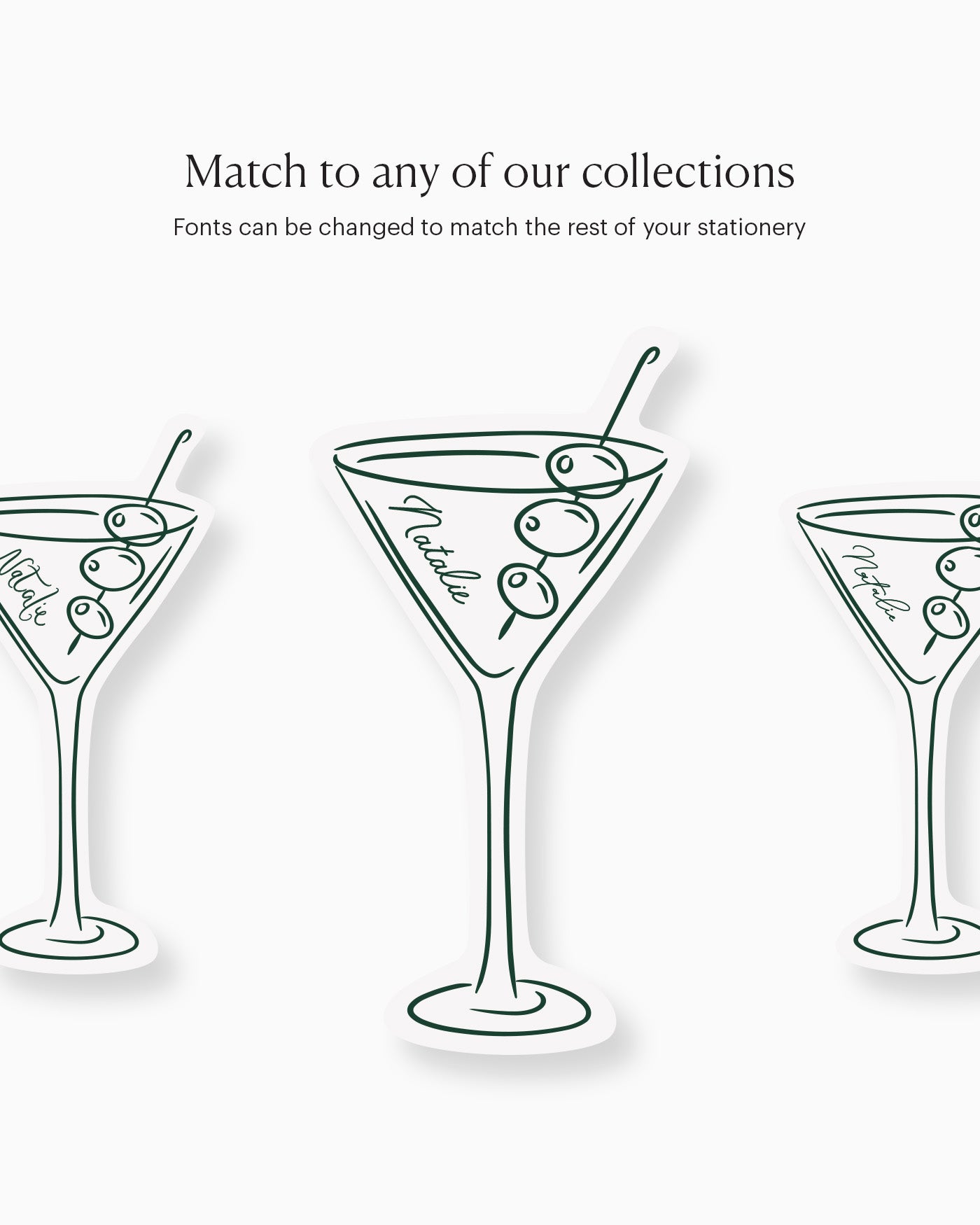 Minimal Martini Place Card matching collection mockup