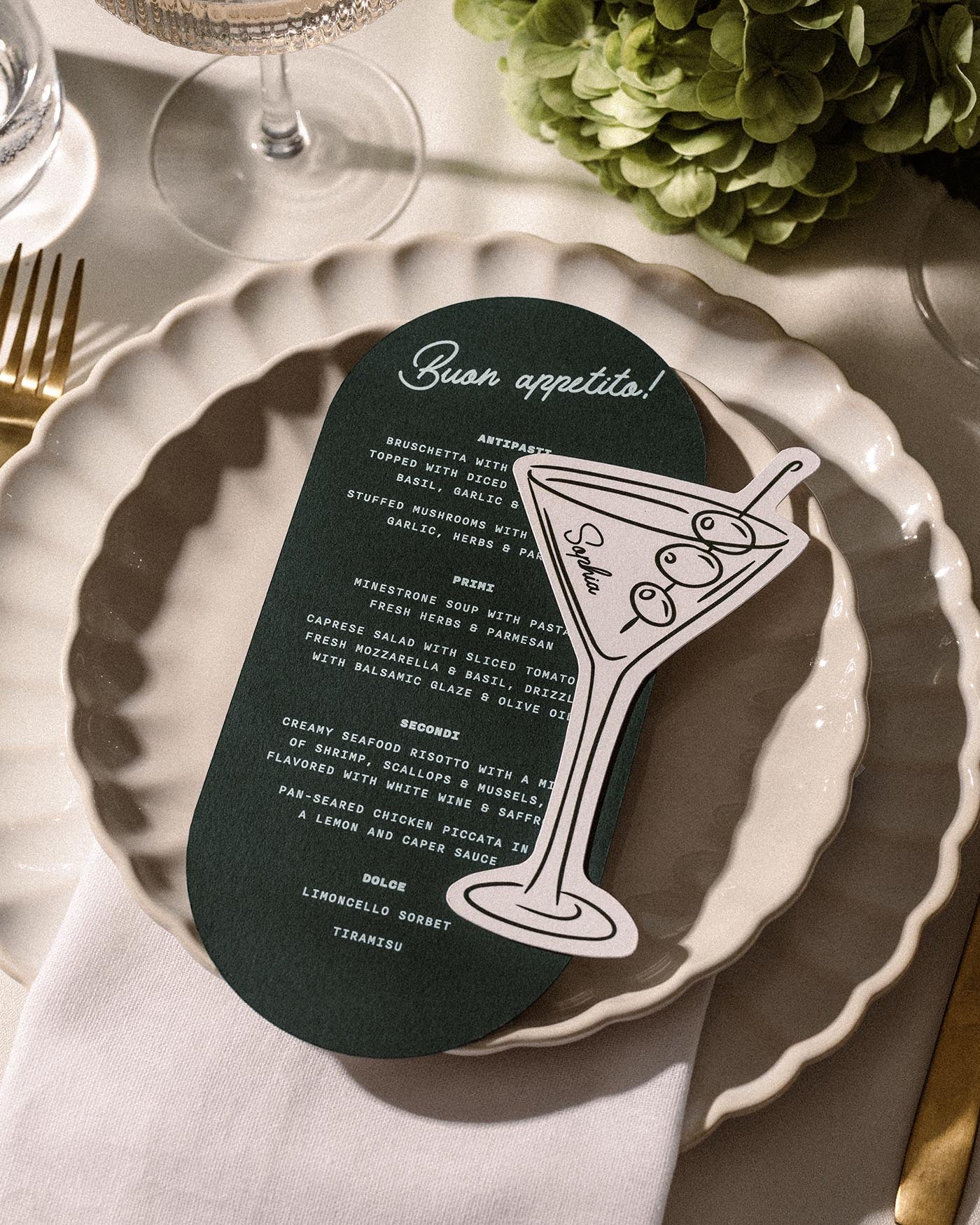 Minimal Martini Place Card styled photograph