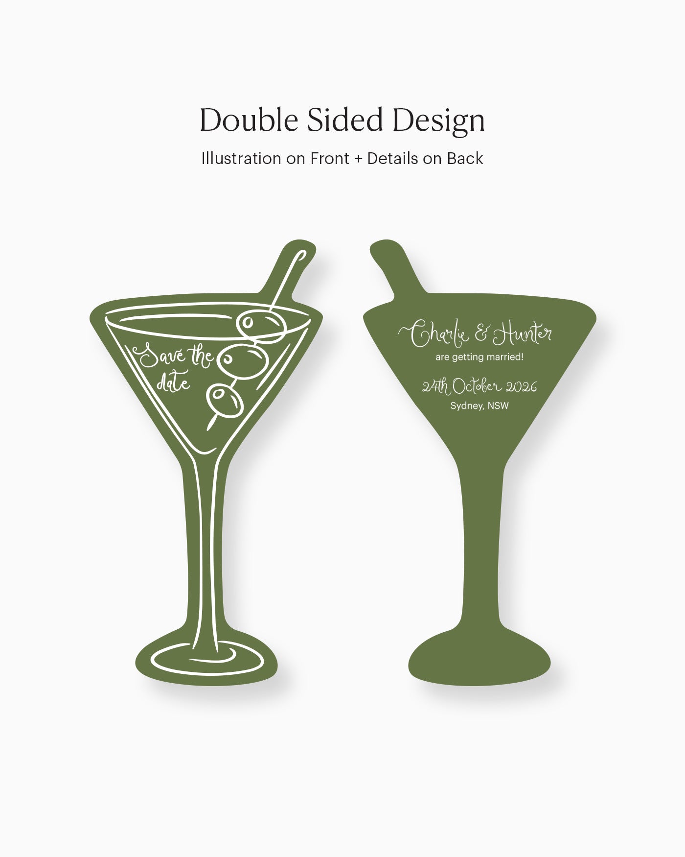 Minimal Martini Save the Date double-sided mockup