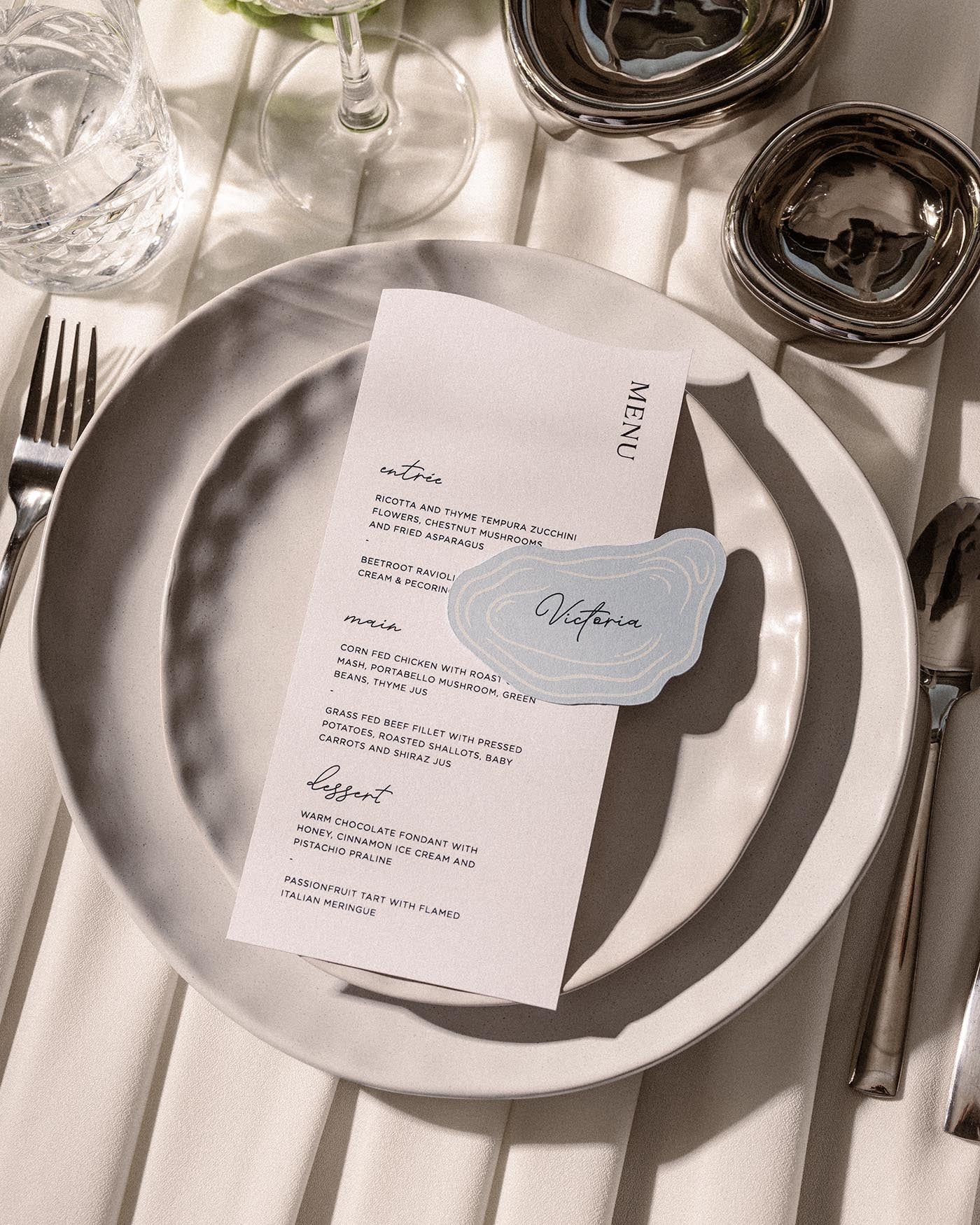 Minimal Oyster Place Card styled photograph