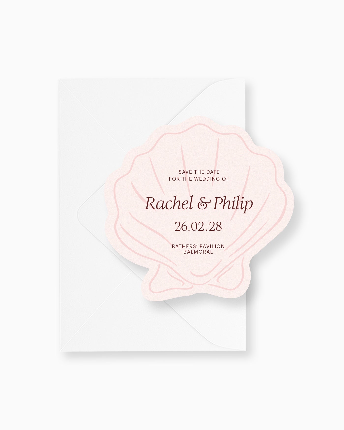 Minimal Shell Save the Date mockup