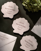 Minimal Shell Save the Date styled photograph