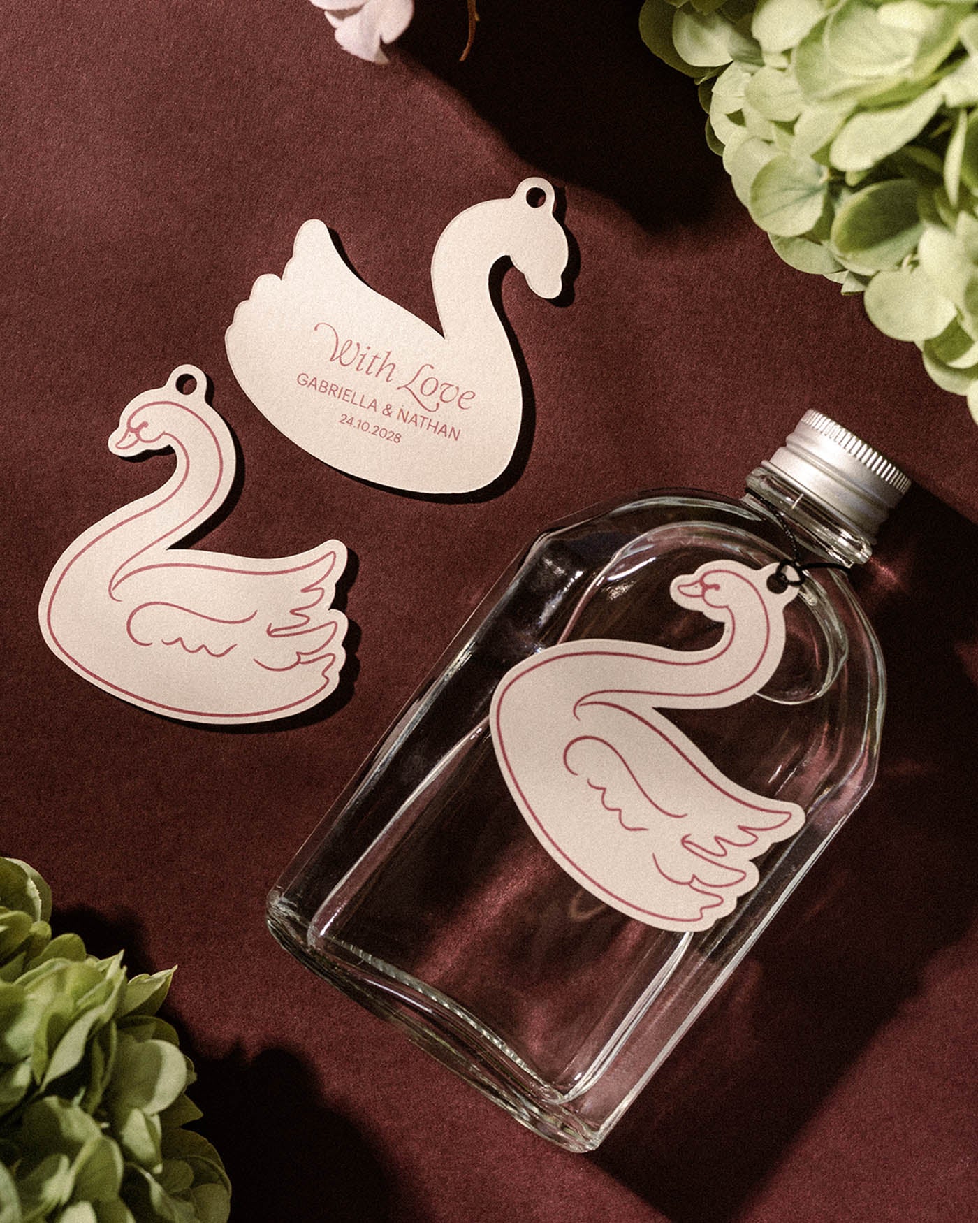 Minimal Swan Favour Tag styled photograph