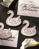 Minimal Swan Save the Date styled photograph
