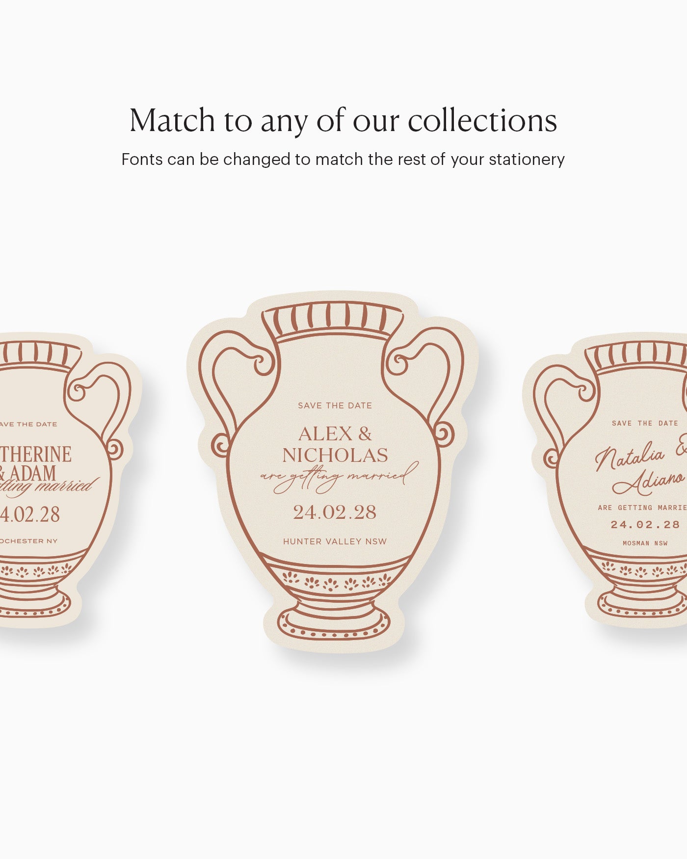 Minimal Vase Save the Date matching collection mockup