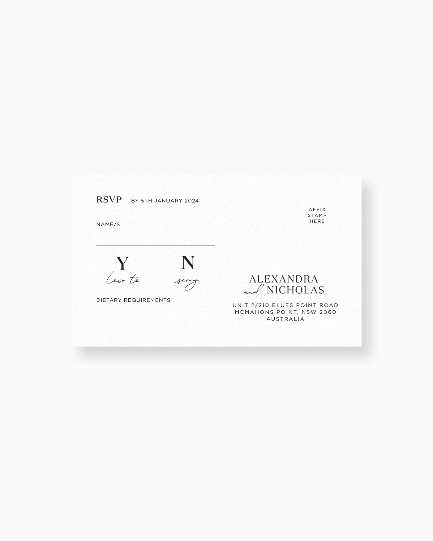 Palms RSVP Card mockup