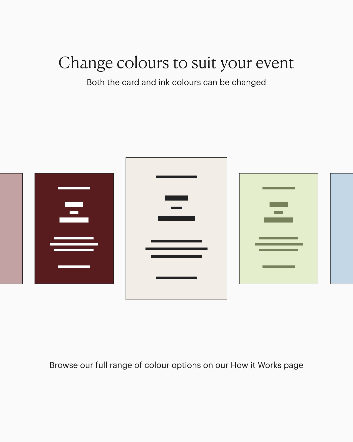 Peppermint Press card and ink colour customisation options