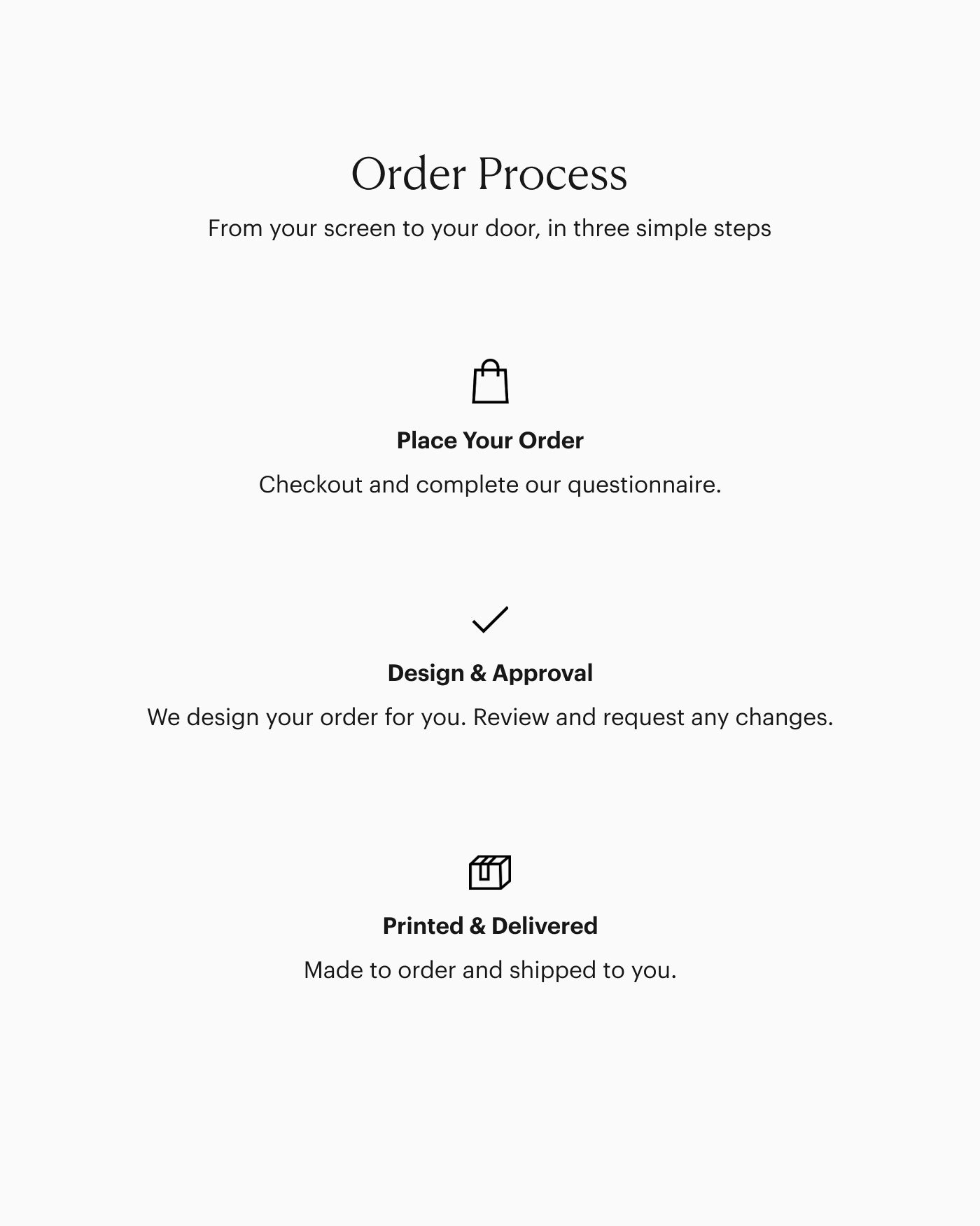Peppermint Press three-step order process