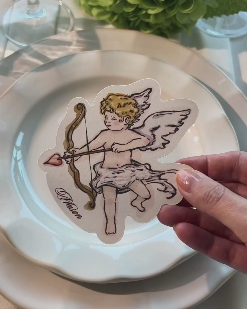 Ink Wash Cupid Place Card video