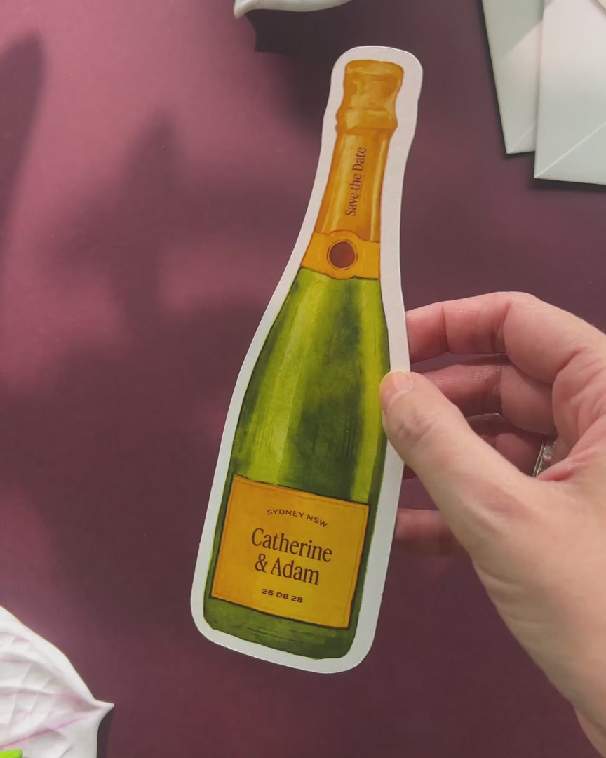 Watercolour Champagne Bottle Save the Date video