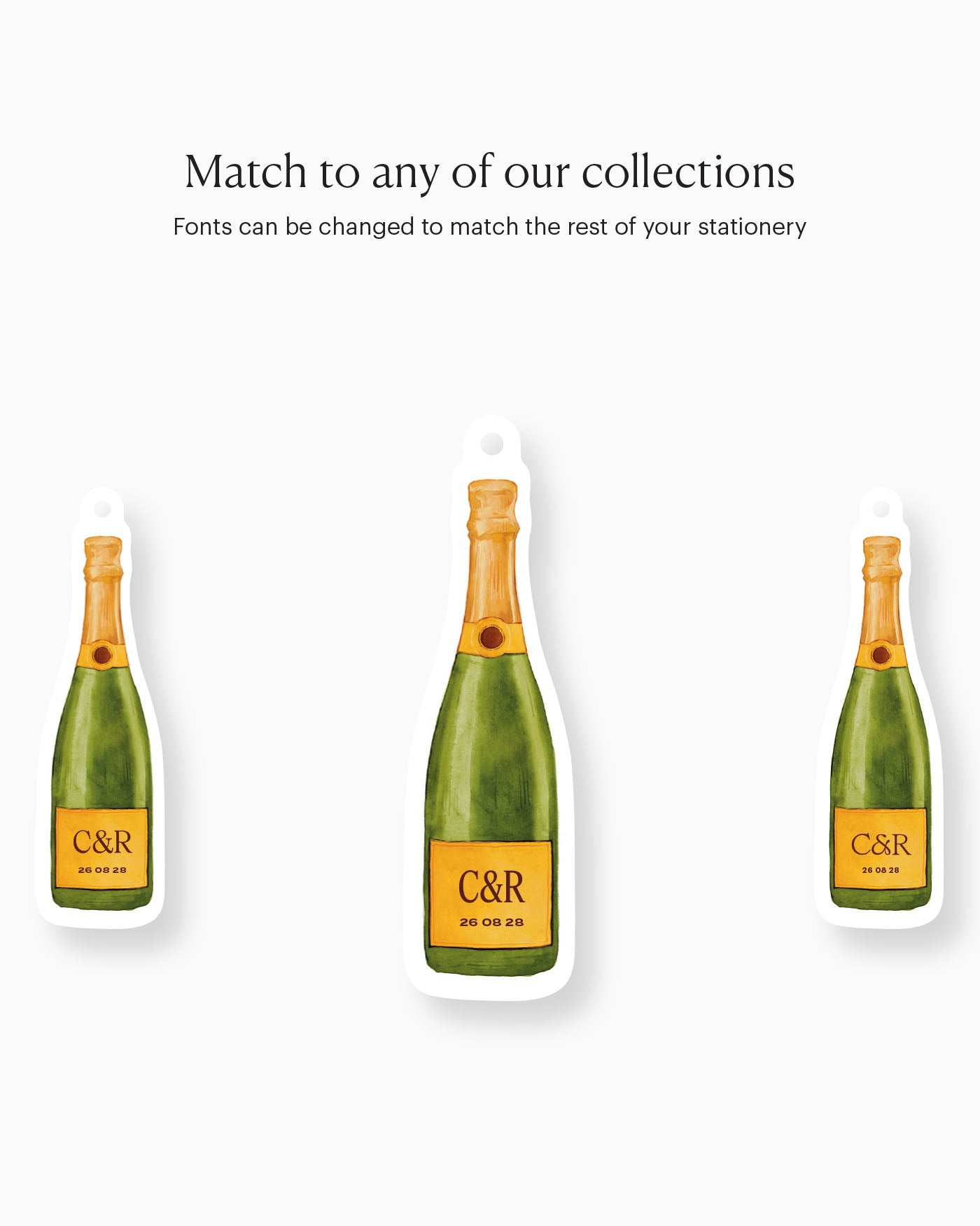 Watercolour Champagne Bottle Favour Tag matching collection mockup