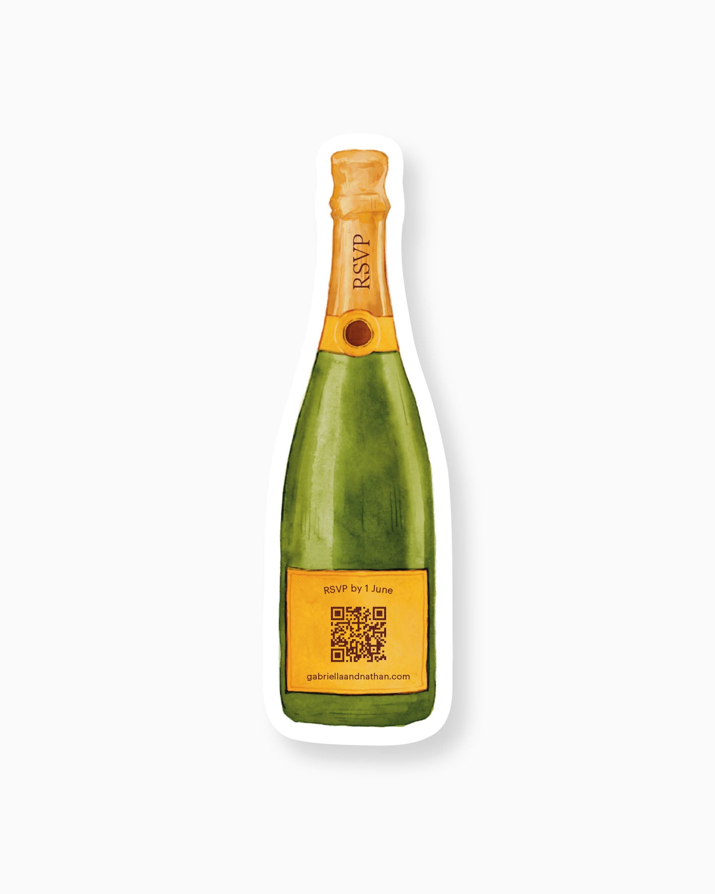 Watercolour Champagne Bottle Insert Card mockup