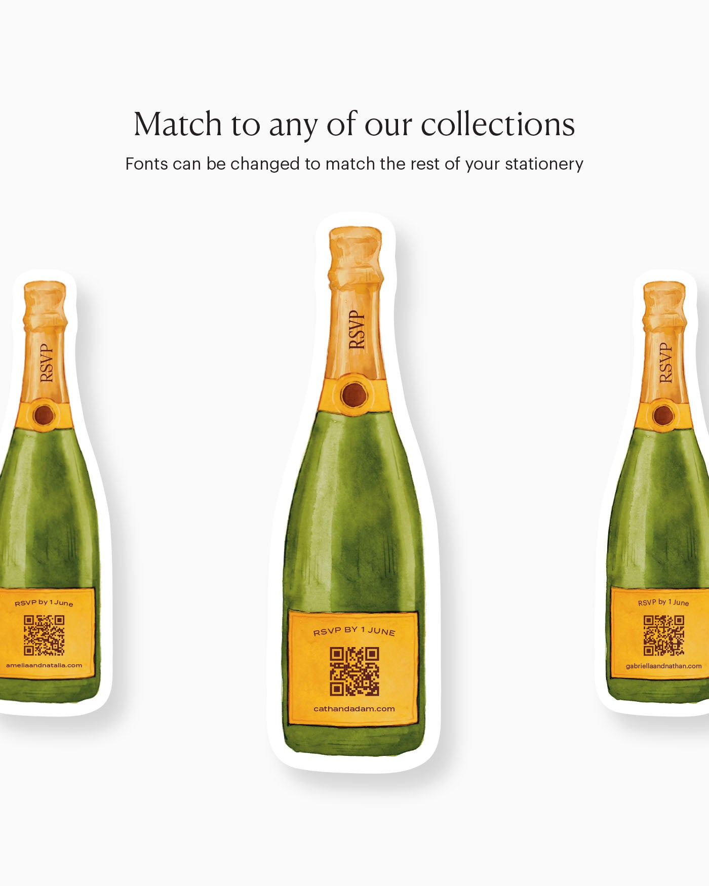 Watercolour Champagne Bottle Insert Card matching collection mockup