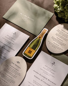 Watercolour Champagne Bottle Insert Card styled photograph