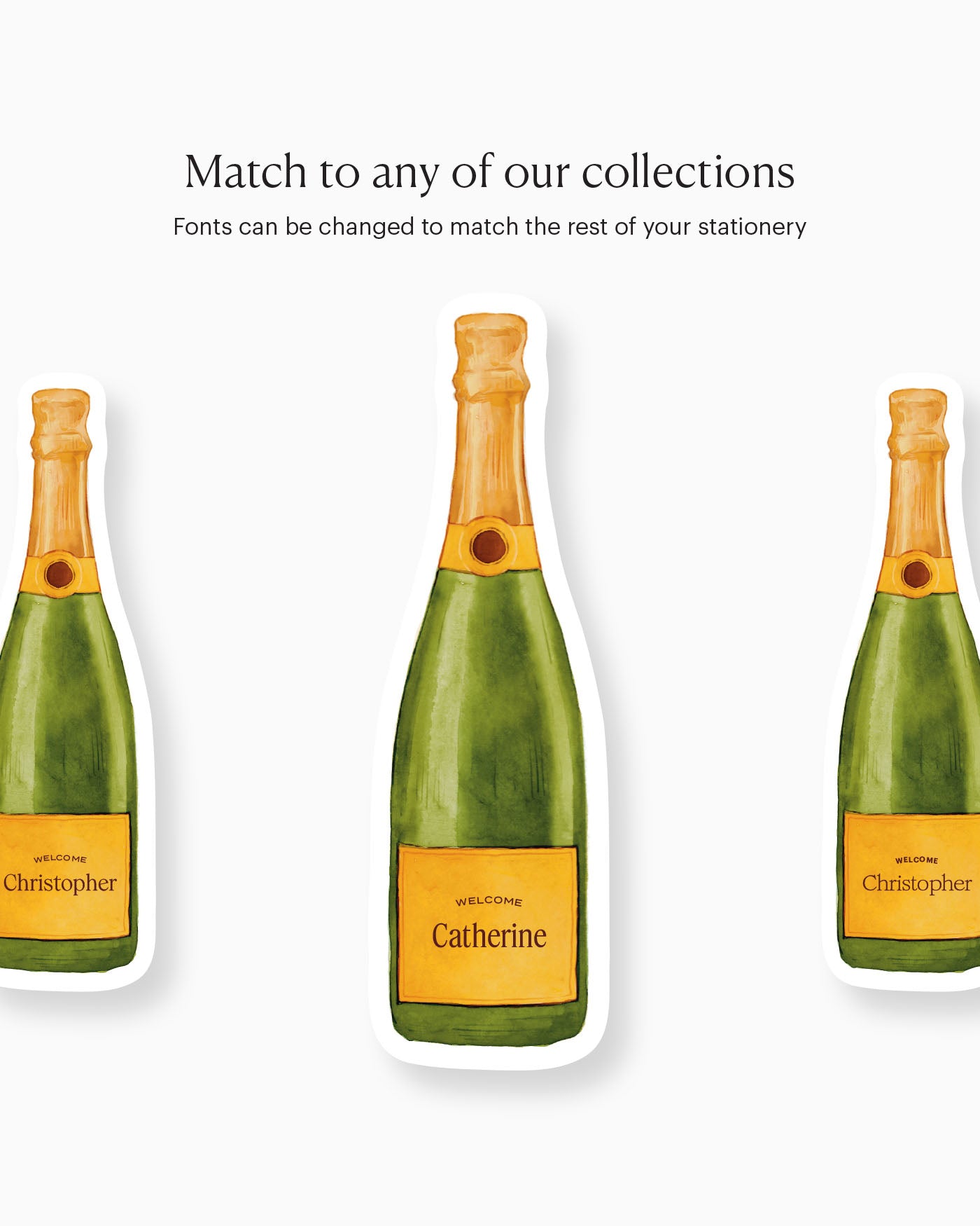 Watercolour Champagne Bottle Place Card matching collection mockup