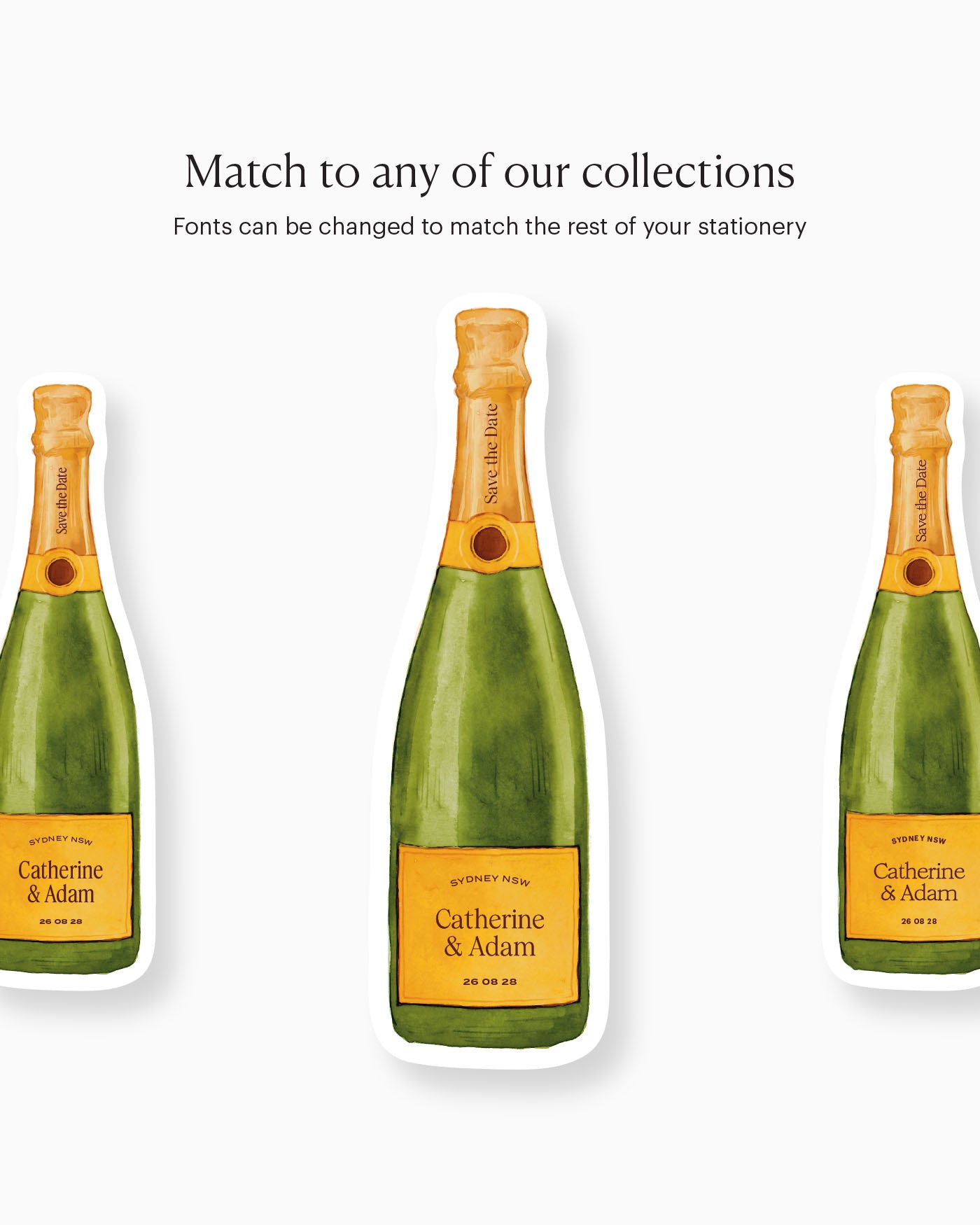 Watercolour Champagne Bottle Save the Date matching collection mockup