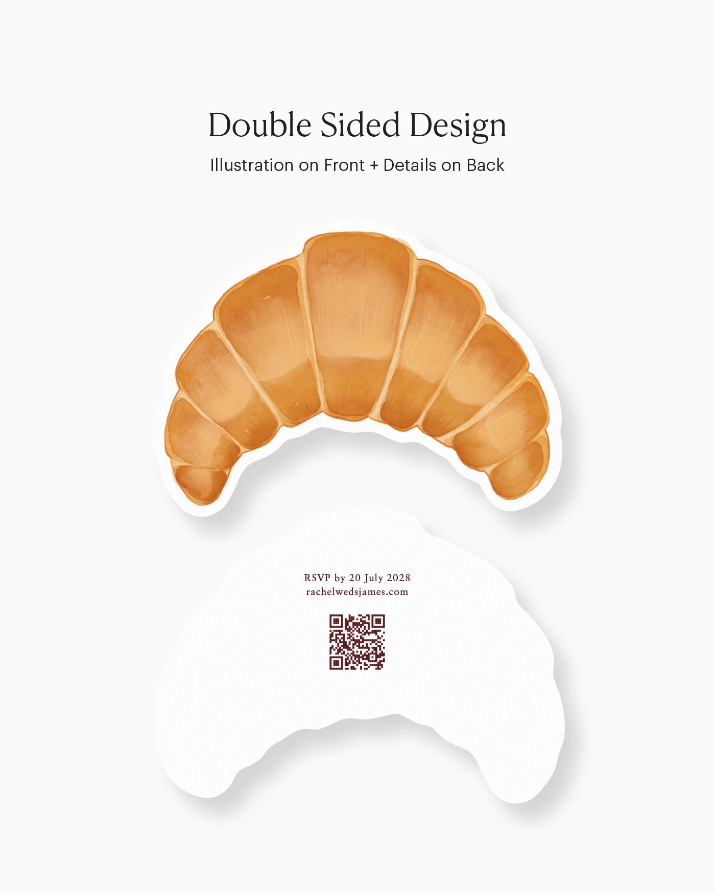 Watercolour Croissant Insert Card double-sided mockup
