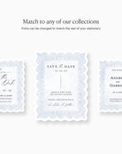 Watercolour Lace Save the Date matching collection mockup