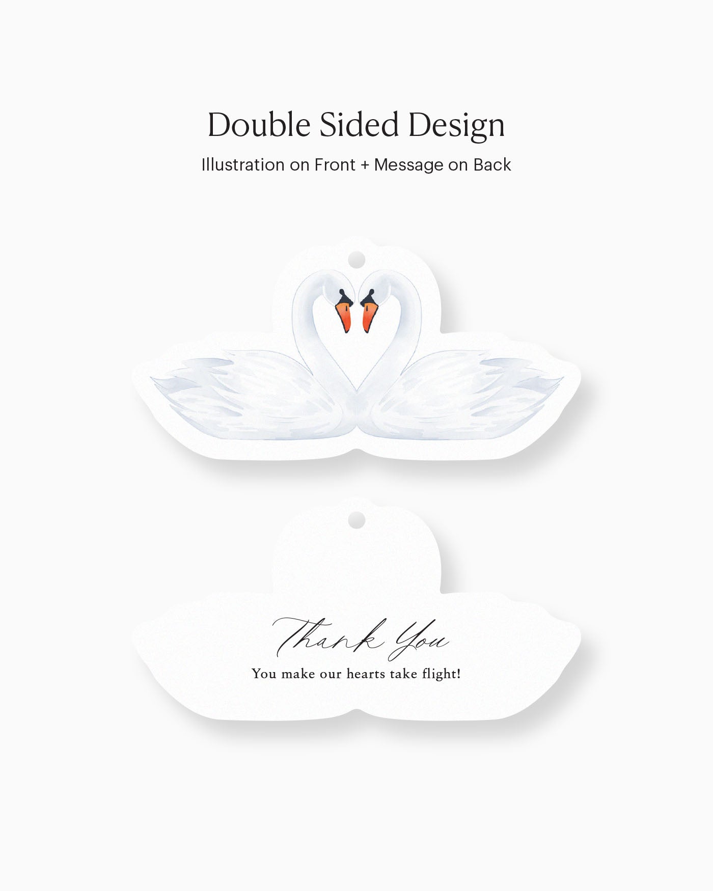 Watercolour Swan Favour Tag double-sided mockup
