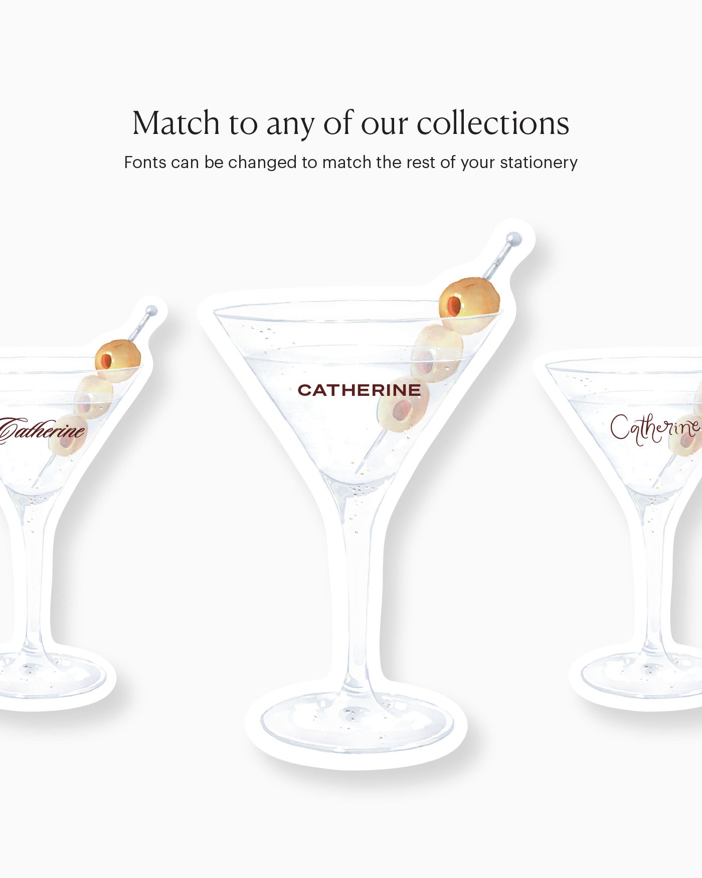 Watercolour Vodka Martini Place Card matching collection mockup