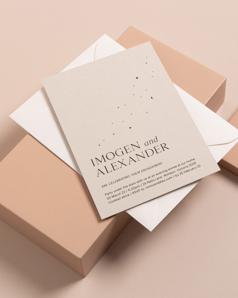 Peppermint Press Stationery Suite Luna Engagement Invite
