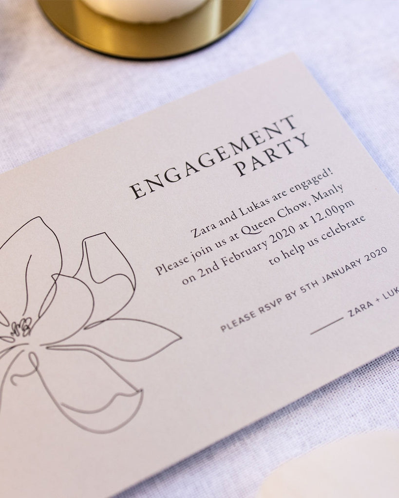 Peppermint Press Stationery Suite Magnolia Engagement Invite