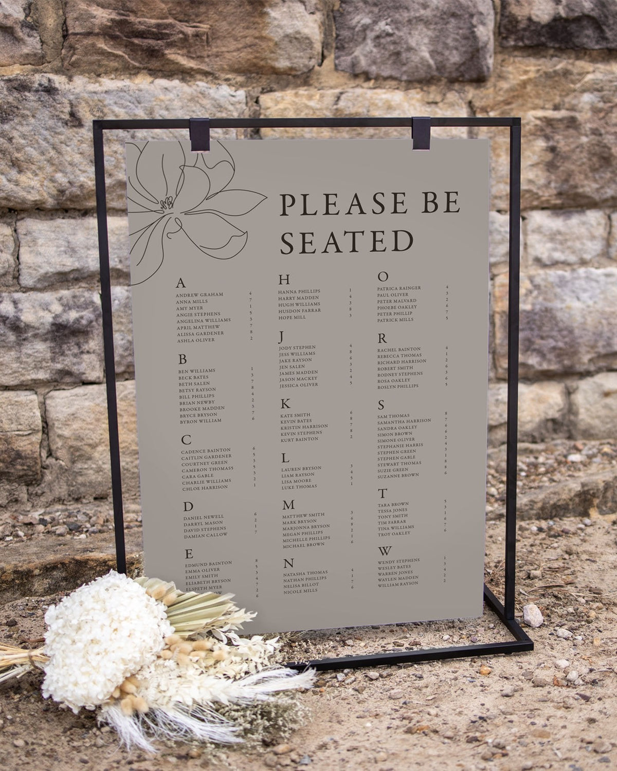 Magnolia Seating Chart Peppermint Press