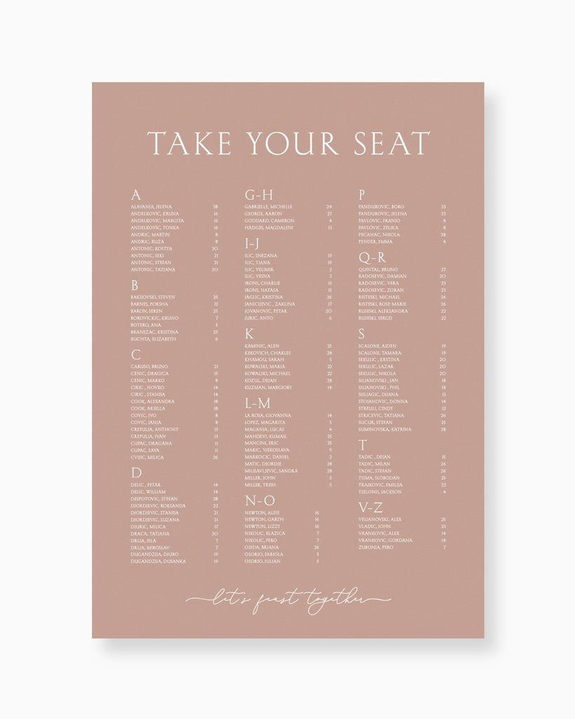 Peppermint Press On the Day Balmoral Seating Chart
