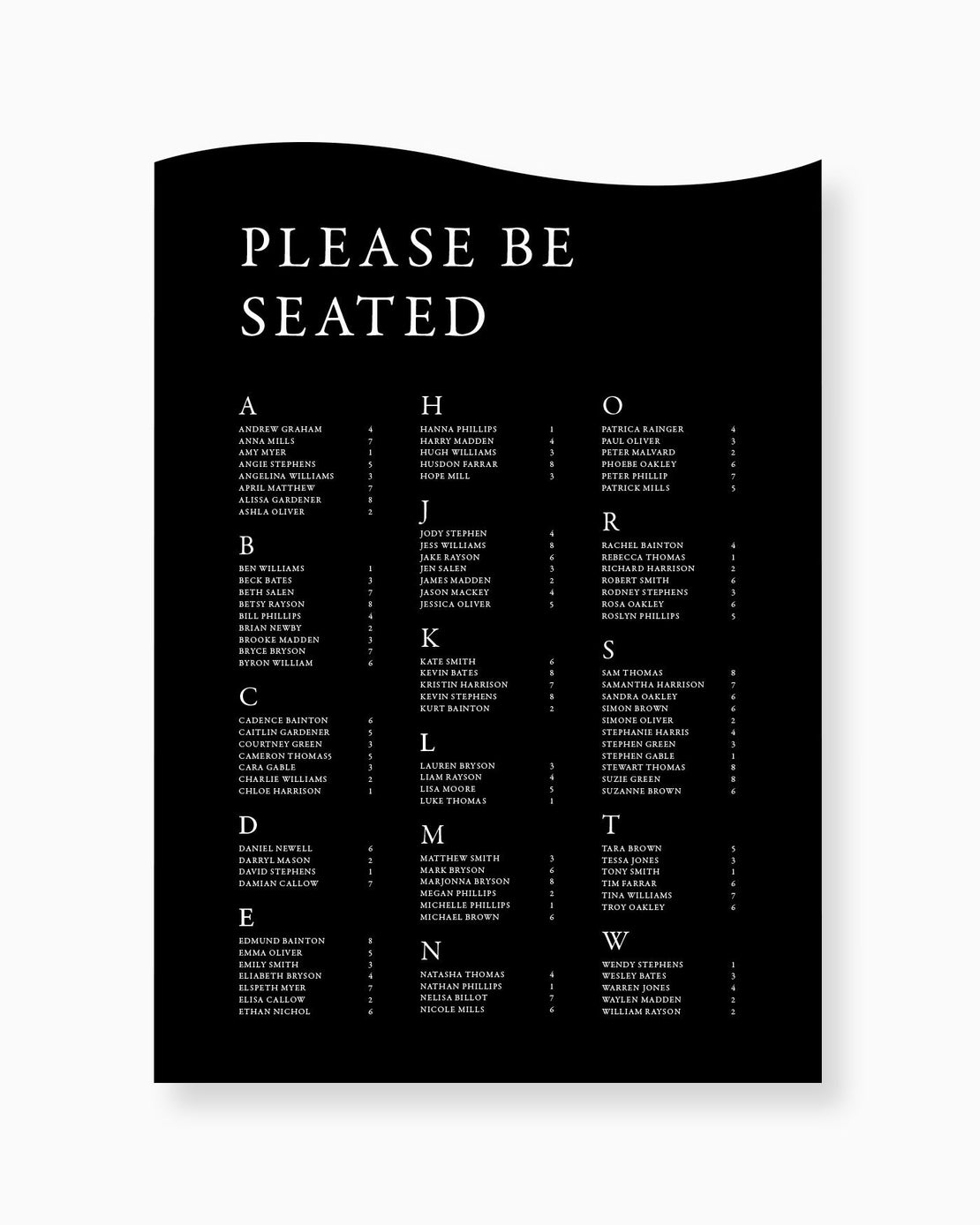 Magnolia Seating Chart Peppermint Press