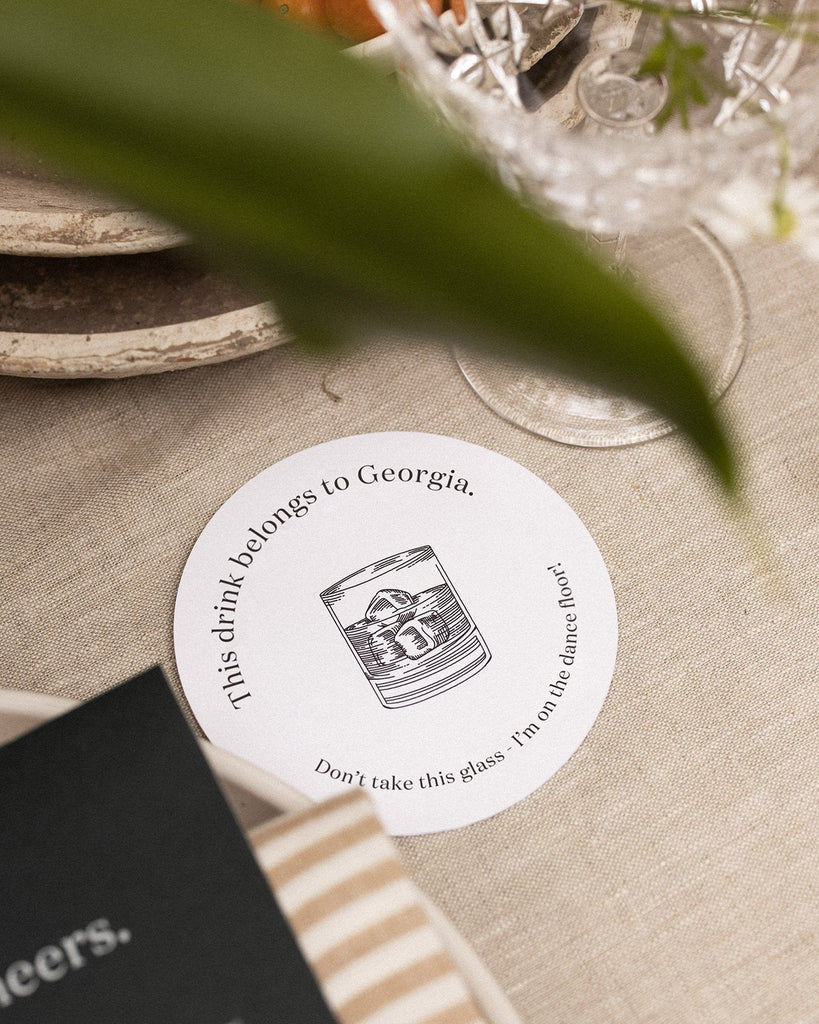 Peppermint Press On the Day Narrative Place Card Coaster