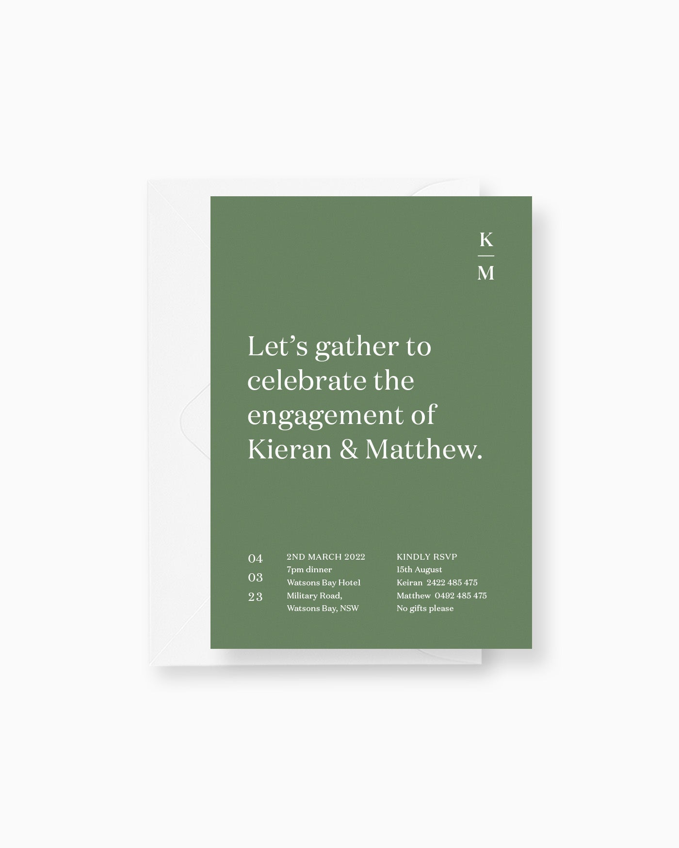 Peppermint Press Stationery Suite Narrative Engagement Invite