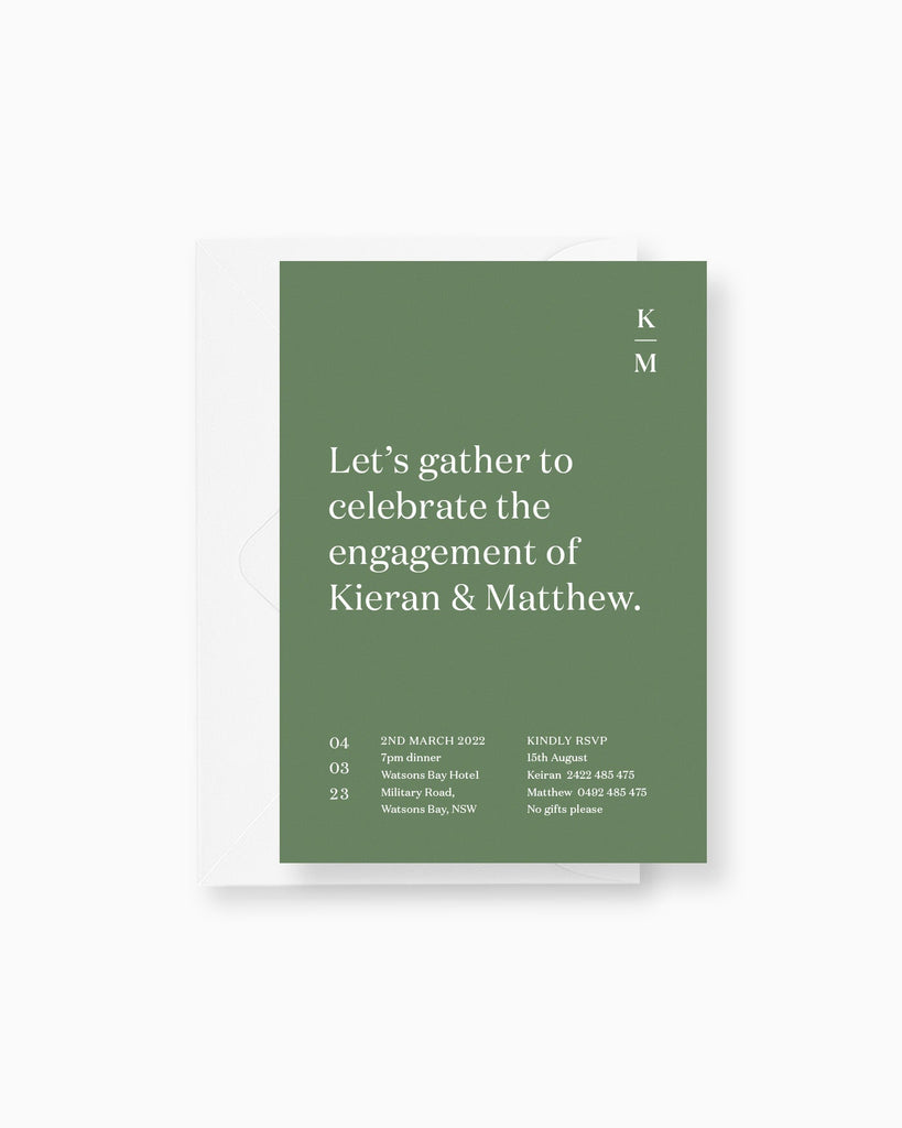 Peppermint Press Stationery Suite Narrative Engagement Invite