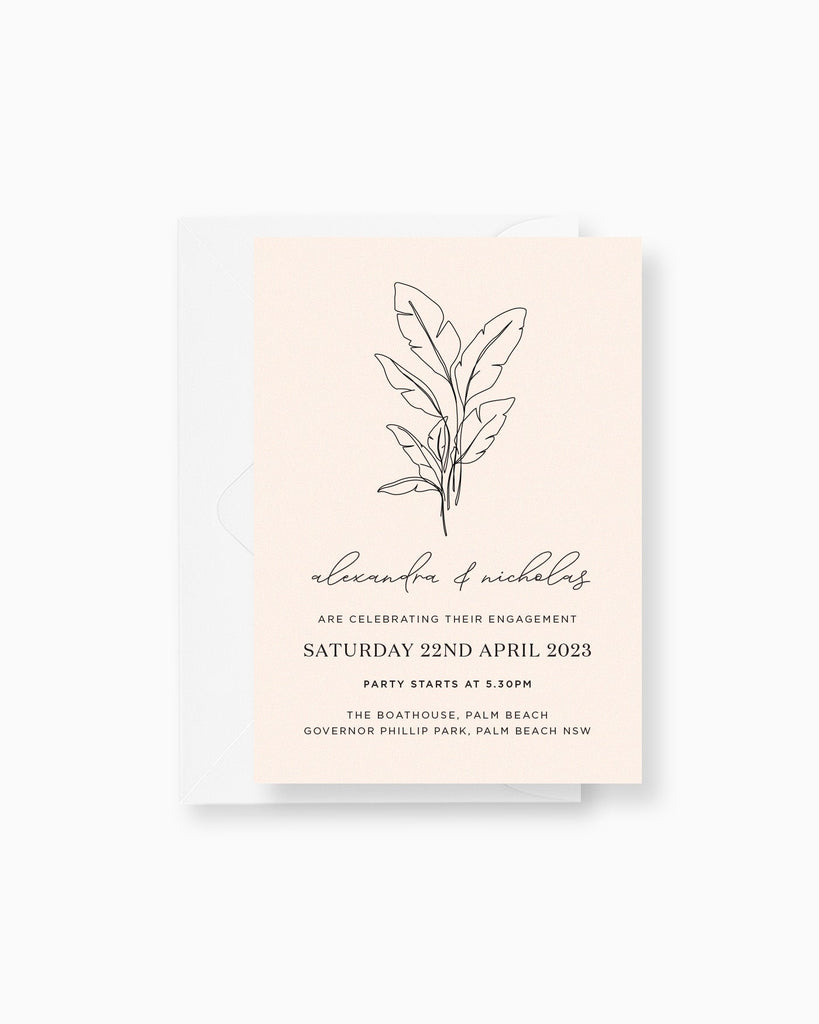 Peppermint Press Stationery Suite Palms Engagement Invite
